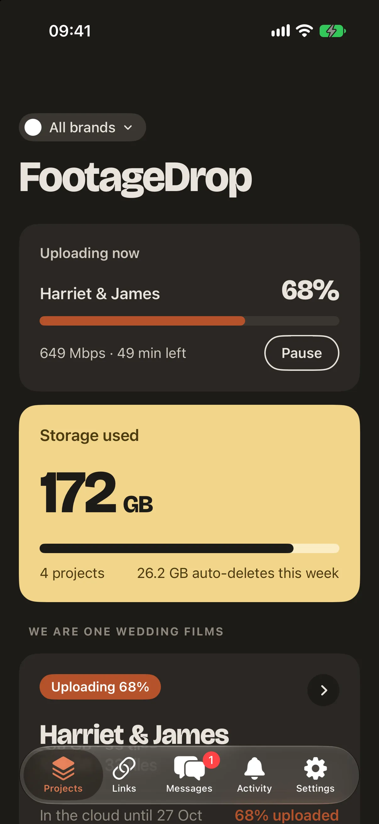 Projects in dark mode on the iPhone