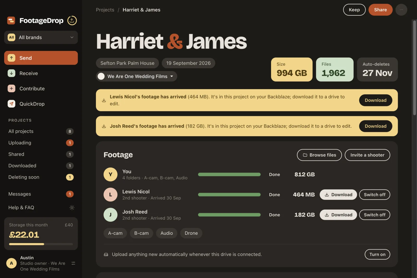 A project in dark mode on the Mac